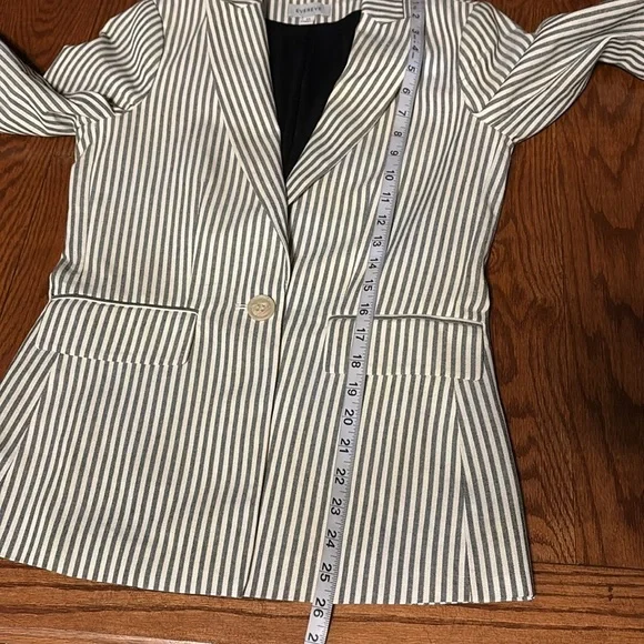EVEREVE Tisbury stripe one button blazer blk white NWT cotton poly size XS